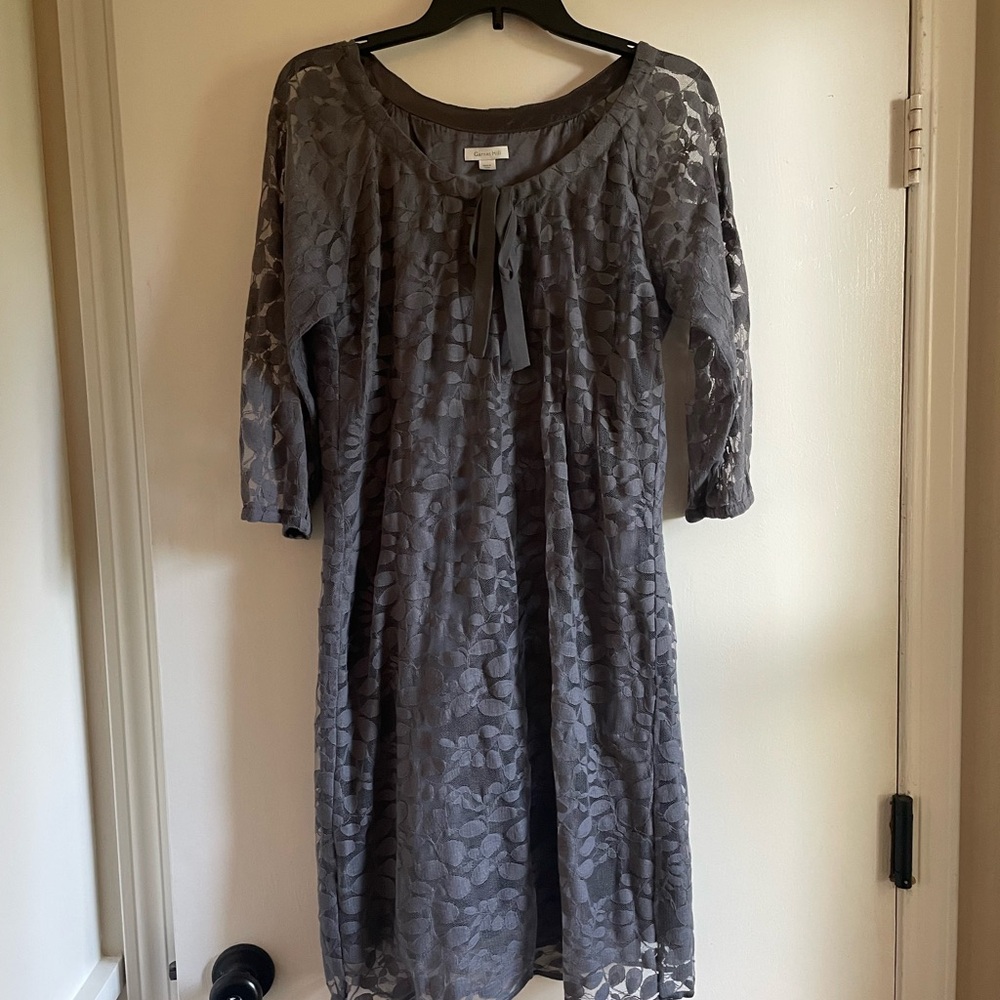 Garnet Hill Gray Textured Midi Dress